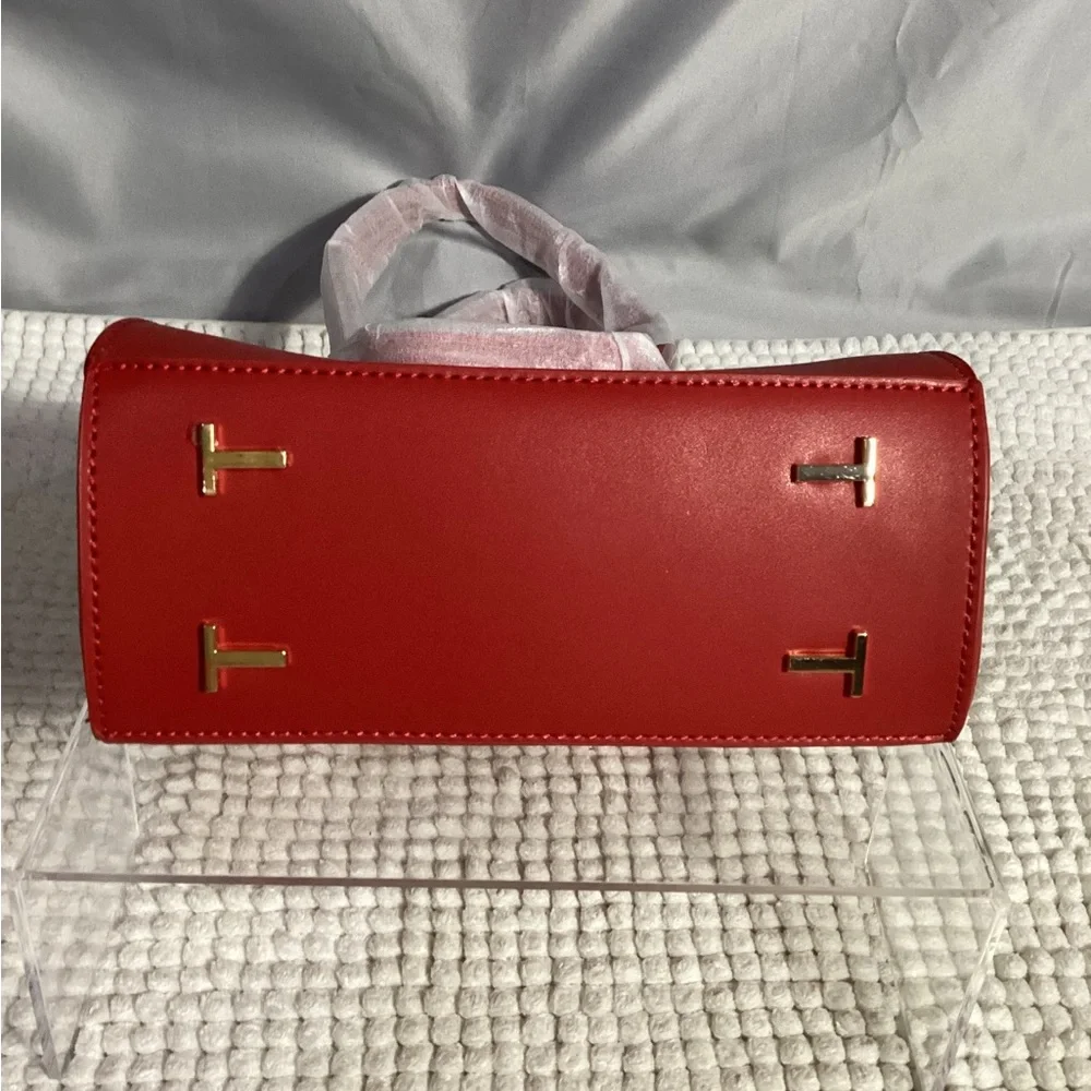 Trina Turk Red Petite Satchel Double Handles & Crossbody Strap NEW
